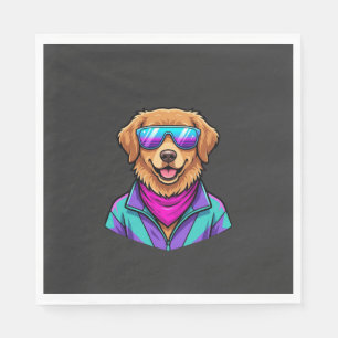 Cute Dog Sunglasses Retro Neon Art_1 Napkins