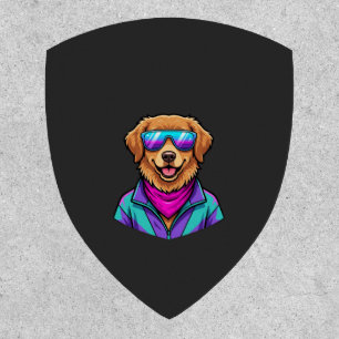 Cute Dog Sunglasses Retro Neon Art_1 Patch