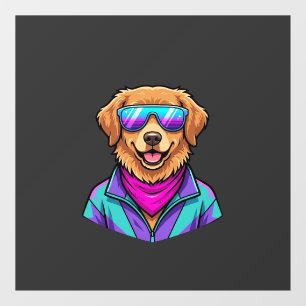 Cute Dog Sunglasses Retro Neon Art_1 Window Cling