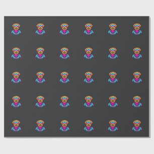 Cute Dog Sunglasses Retro Neon Art_1 Wrapping Paper