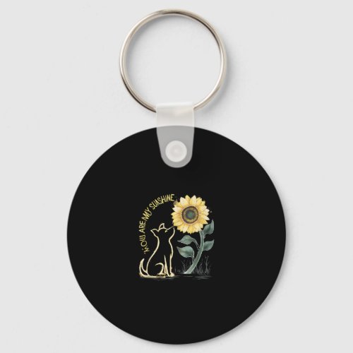 Cute Dog Sunshine Dog Lover Dog Sunflower Dog O Keychain