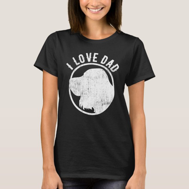 Cute Dog Theme Fathers Day I Love Dad Dog Tattoo T-Shirt (Front)