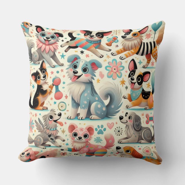 Cute Dog  Throw Pillow (Front)