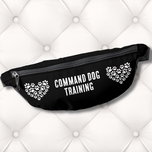 Cute Dog Trainer Black White Paw Print Heart Fanny Pack