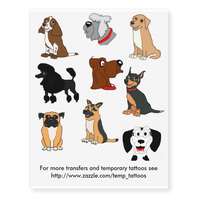 Cute dog transfers and temporary tattoos (Front)