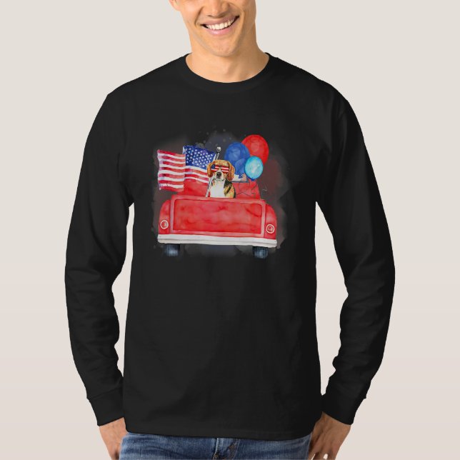 Cute Dog USA American Flag Patriotic 4th Of July R T-Shirt (Front)