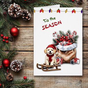 Cute Dog Waggy Tails and Treats Christmas Card