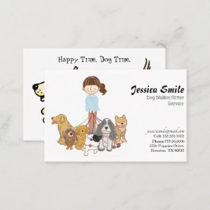 Cute Dog Walker Business Card