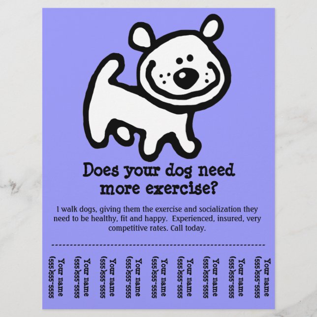 CUTE Dog Walker Customizable promo Flyer (Front)