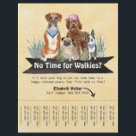 Cute Dog Walker Flyer Tear Sheet Black Banner<br><div class="desc">This Cute Water Color Dog Walker Tear Sheet Flyer will help you get the word out about your dog walking business. The text currently reads "No time for walkies? I'll walk your dog so you can come home to a happy, relaxed pooch. Your first walk is free." But you can...</div>