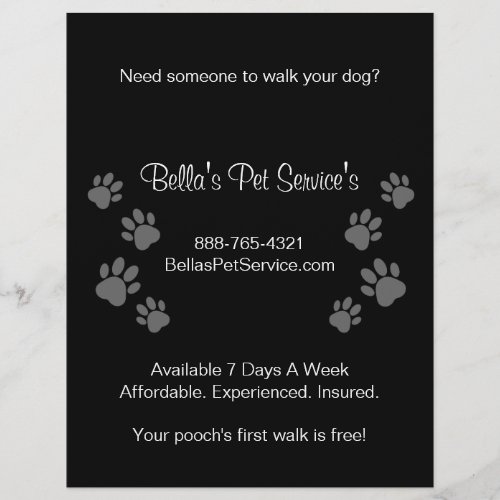 Cute Dog Walker Pet Services Black Flyer