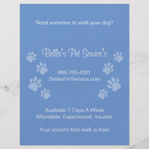 Cute Dog Walker Pet Services Blue Flyer