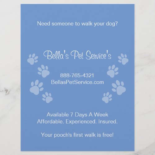 Cute Dog Walker Pet Services Blue Flyer