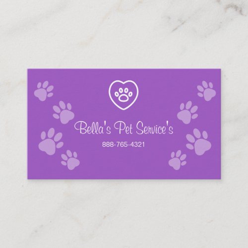 Cute Dog Walker Pet Services Purple Business Card
