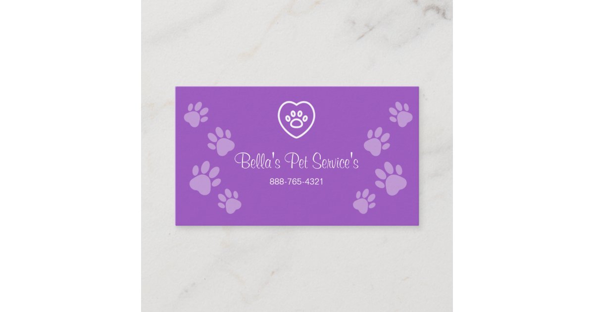 Cute Dog Walker Pet Services Purple Business Card Zazzle