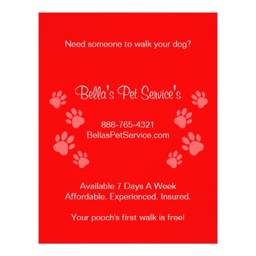 Cute Dog Walker Pet Services Red Flyer
