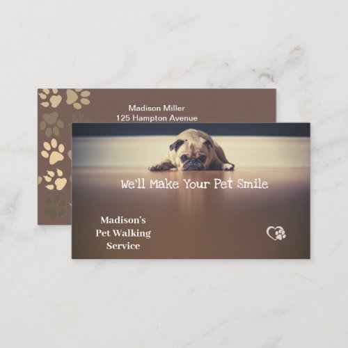 Cute Dog Walker Pet Sitter  Business Card