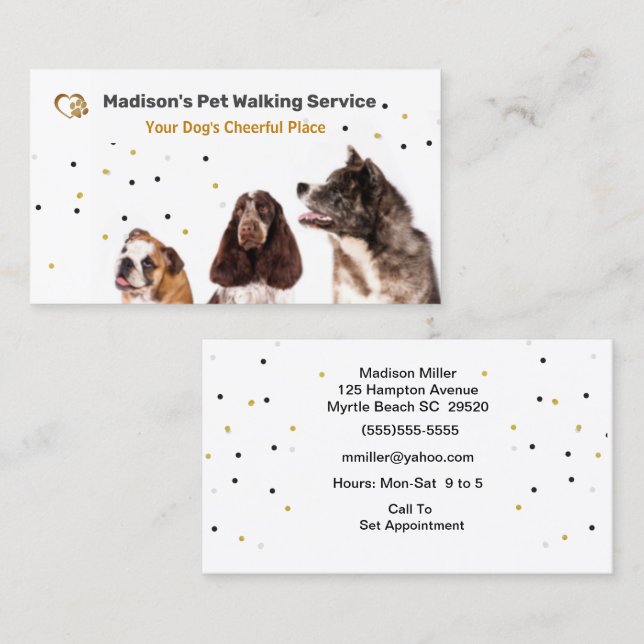 Cute Dog Walker/ Pet Sitter  Business Card (Front/Back)