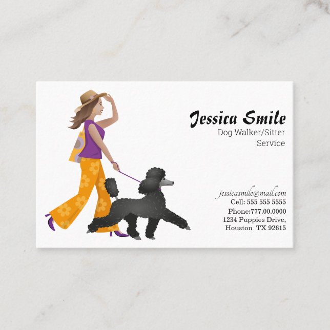 Cute Dog Walker Pet Sitter Business Card (Front)