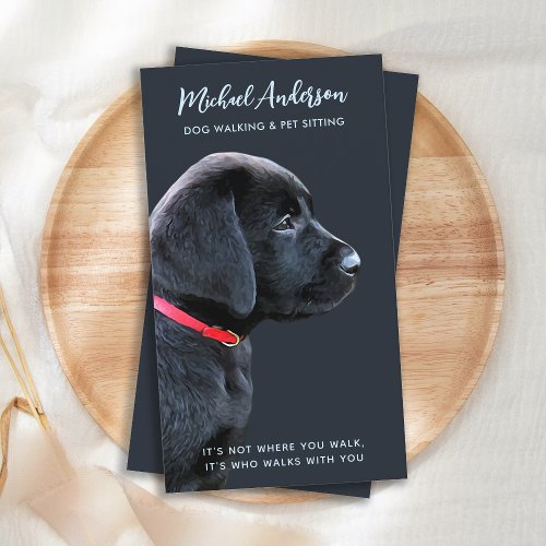 Cute Dog Walker Pet Sitter Puppy Black Labrador  Business Card