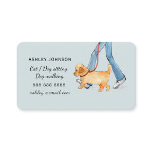 Cute Dog walker Pet sitter watercolor Blue Business Card