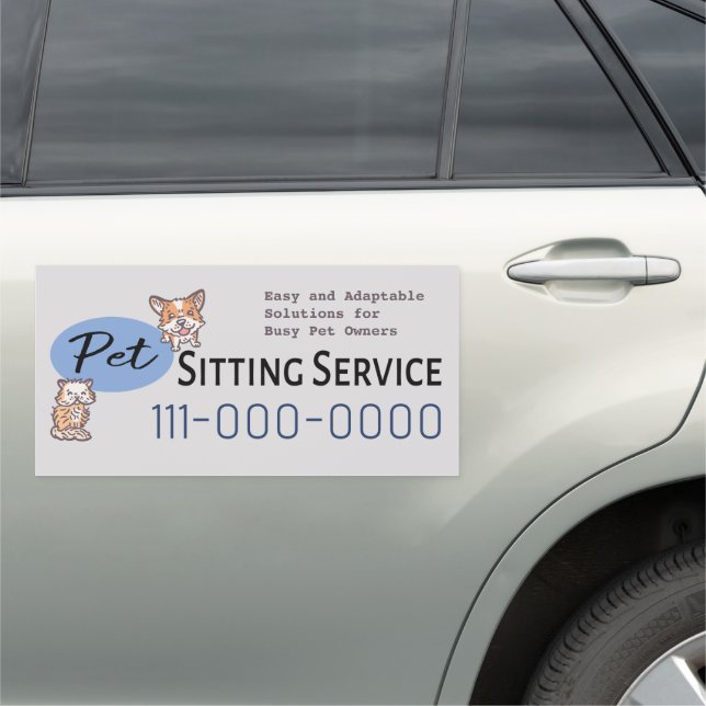 Cute Dog Walker Pet Sitting Services Professional  Car Magnet (In Situ)