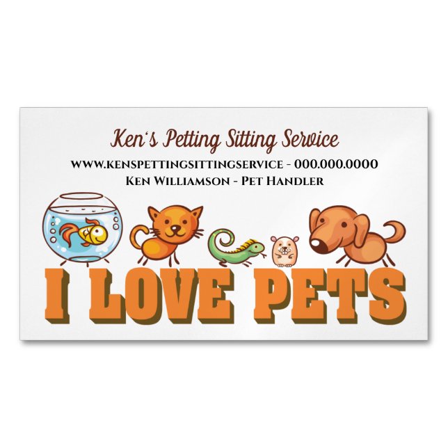 Cute Dog Walking Animal Car Pet Service  Business Card Magnet (Front)