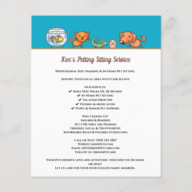 Cute Dog Walking Animal Care Pet Service  Flyer (Front)