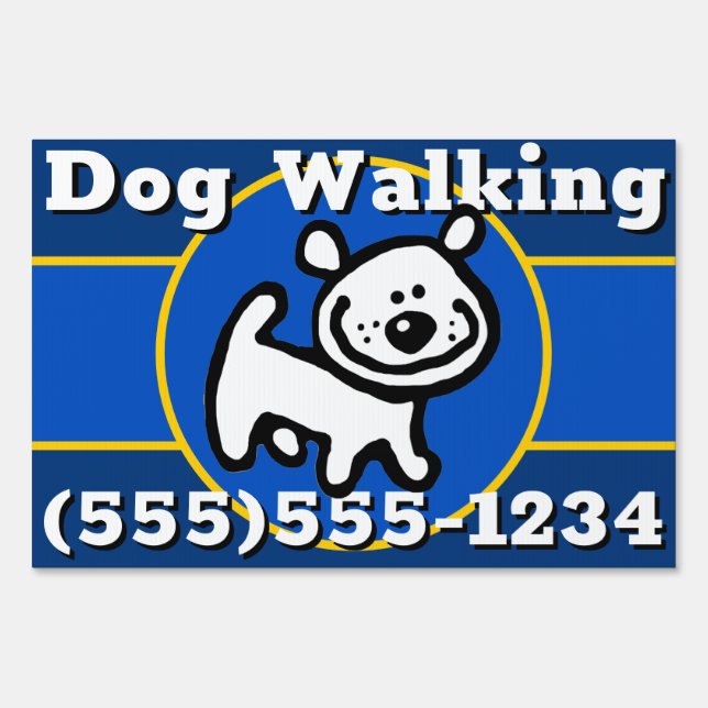 Cute Dog Walking Customizable 2 sided Sign (Back)