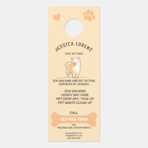 Cute Dog Walking Pet Puppy Sitting Services Door Hanger