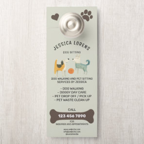 Cute Dog Walking Pet Puppy Sitting Services  Door Hanger
