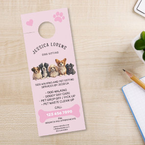 Cute Dog Walking Pet Puppy Sitting Services  Door Hanger
