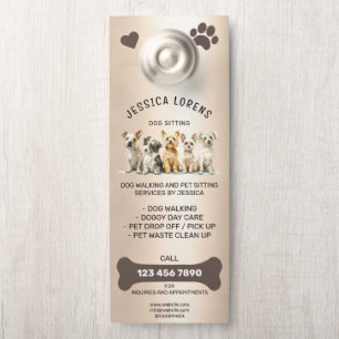 Cute Dog Walking Pet Puppy Sitting Services  Door Hanger