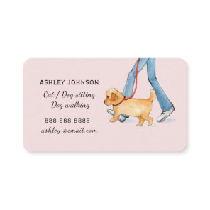 Cute Dog walking Pet sitting watercolor  Business Card