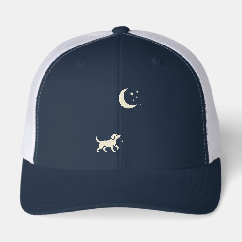 cute dog walking under the stars and moon hat