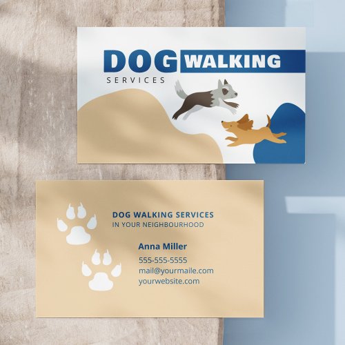 Cute Dog Walking  Walker Services Business Card