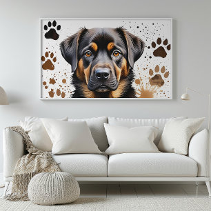 Cute Dog Watercolor Print Poster
