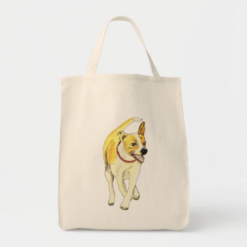 Cute dog watercolor tote bag