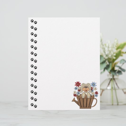 Cute Dog Watering Can Letterhead (Standing Front)