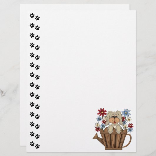 Cute Dog Watering Can Letterhead (Front/Back)