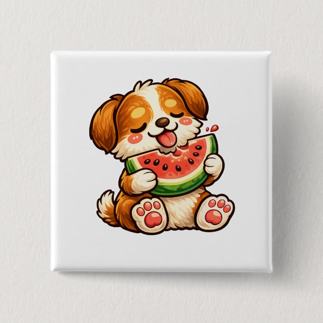 Cute Dog Watermelon Button (Front)