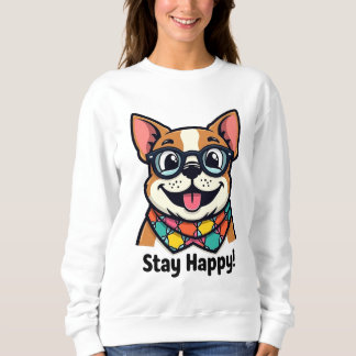 Cute dog wearing glasses with colorful scarf. sweatshirt