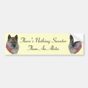 cute dog wearing pink scarf with akita slogan bumper sticker