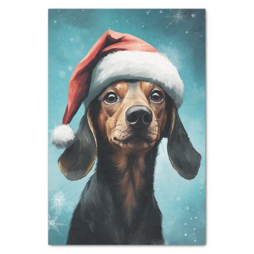 Cute Dog Wearing Santa Hat Dachshund Christmas Tissue Paper