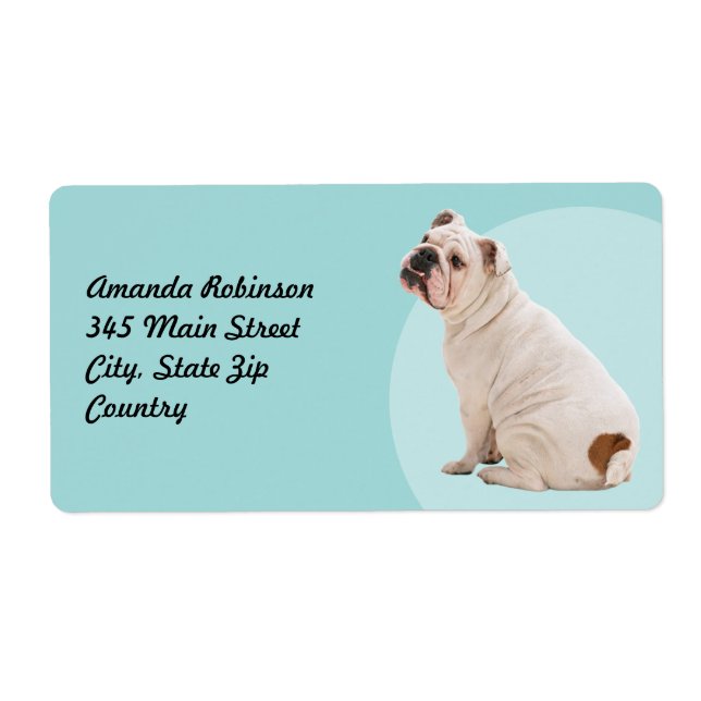 Cute dog white bulldog label (Front)