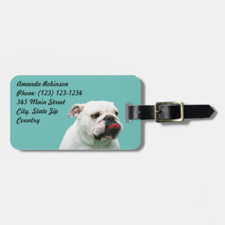 Cute dog white Bulldog Luggage Tag