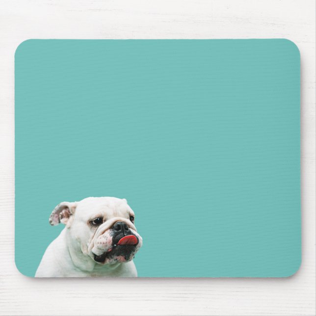Cute dog white Bulldog Mouse Pad (Front)