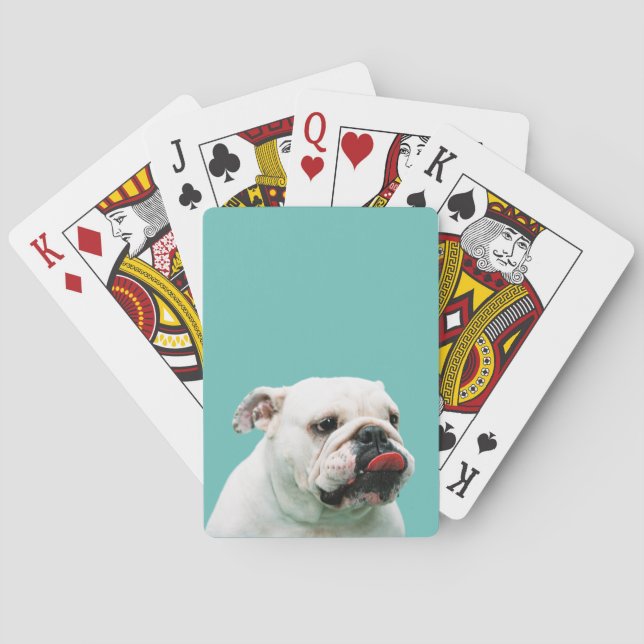 Cute dog white Bulldog Poker Cards (Back)