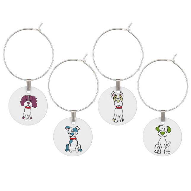 Cute Dog Wine Charm (Staggered)