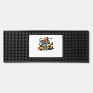 Cute Dog Witch hat Pumpkin Fun Halloween Oversized Bar Mat